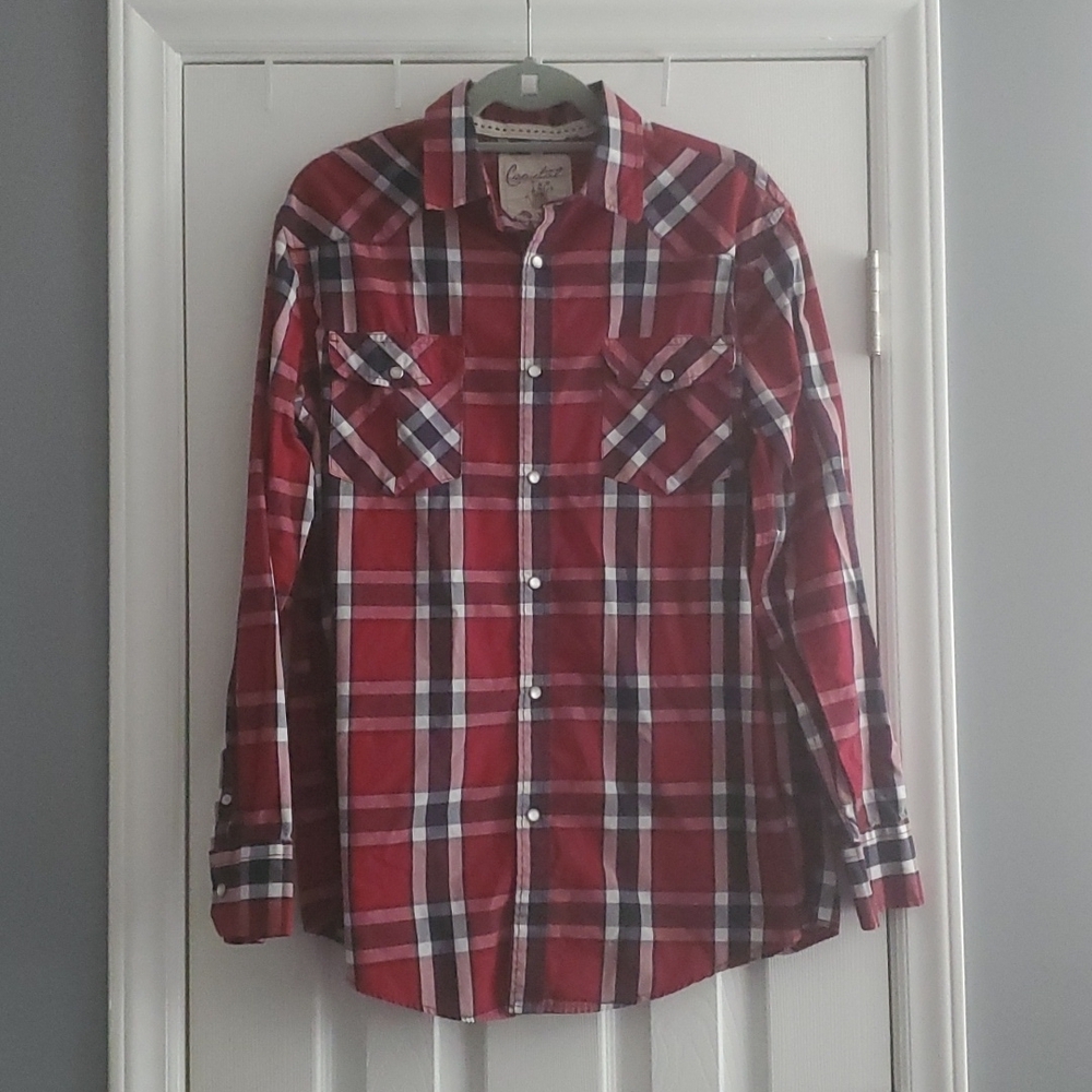 Mens pearl snap button down size Large